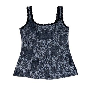 White House Black Market Tank Top Women’s S Y2k Corset Pleated Lace Sleeveless